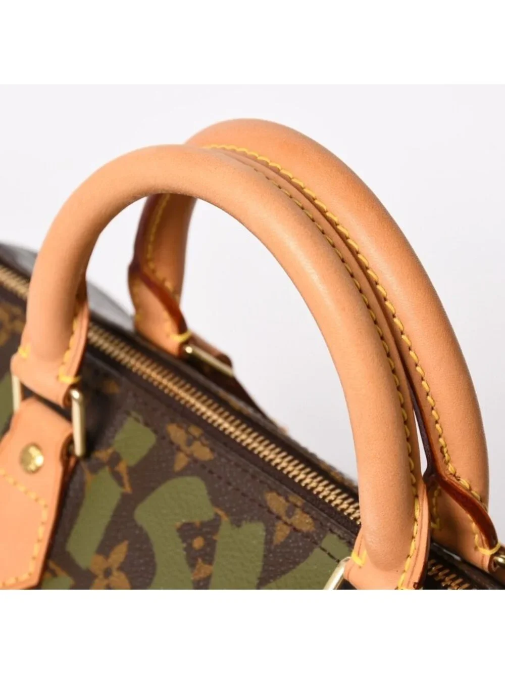 Louis Vuitton Handbag Speedy 30 Monogram Graffiti Khaki Gold